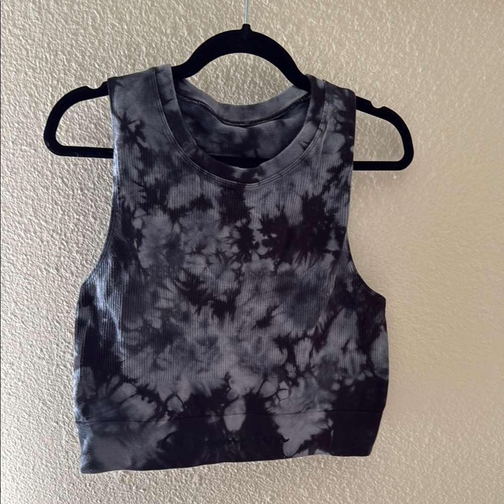 Tie-Dye Sleeveless Top - Black and Gray